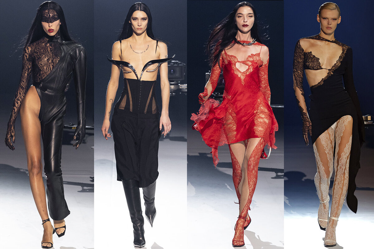     Откровенные мини на иконах моды и платья с пикантными разрезами — какой получилась новая коллекция Mugler
