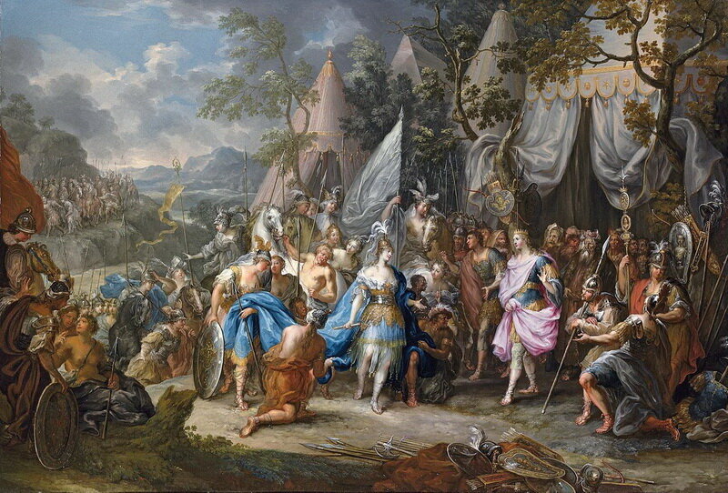 Царица амазонок Фалестрис в лагере Александра Македонского, Иоганн Георг Платцер