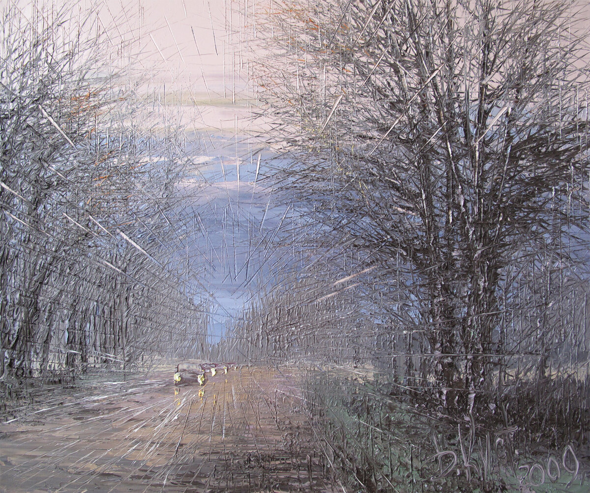 Дмитрий Кустанович. «Раннее утро». Из серии «Этюды за рулем», 50x60 см, 2009