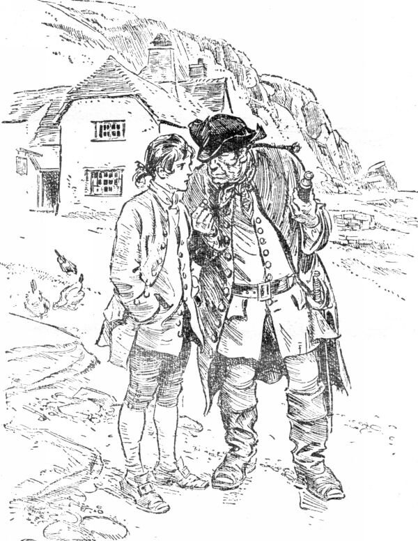 Билли Бонс обещал платить Джимми четыре пенса, если тот будет в «оба глаза смотреть, не появится ли где моряк на одной ноге». Иллюстрация художника Генри Брока.