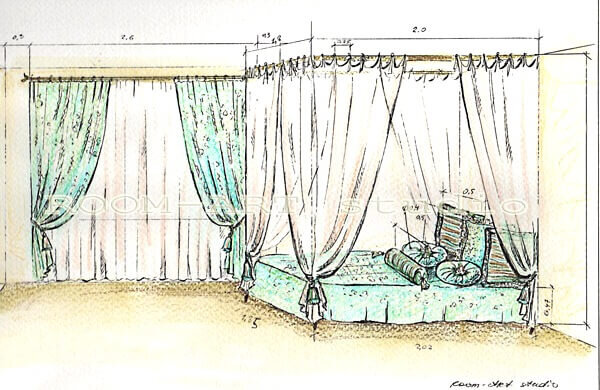 Эскиз текстиля для спальни от дизайн-студии Room-Art.ru