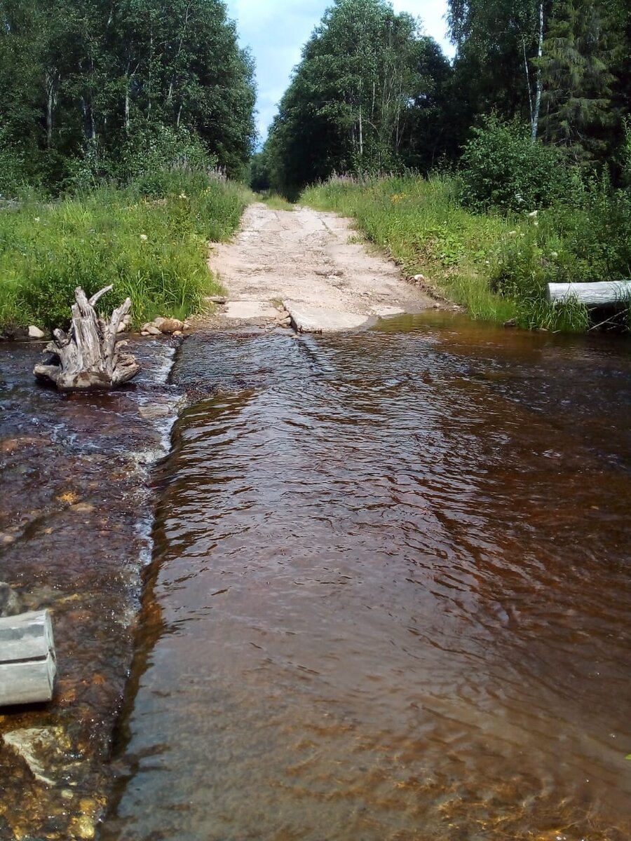 Брод через речку Вага в вологодской области