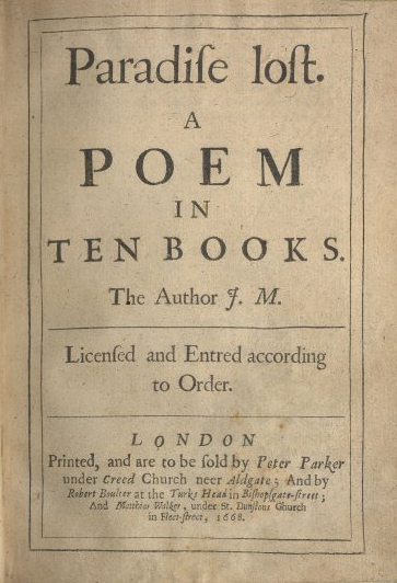Титульный лист первого издания поэмы «Потерянный рай». 1668 год. Leeds University Library