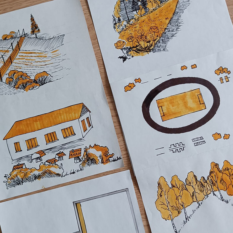 Рисунки Ангелины Красновой к карте деревни Сеп