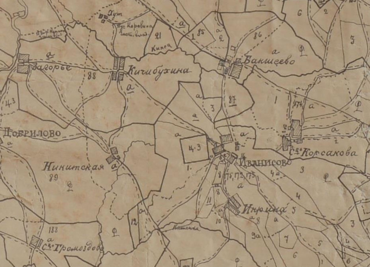 Инв. ПЗМ-3065. Карта Переславского уезда с показанием частновладельческих имений. 1900г.