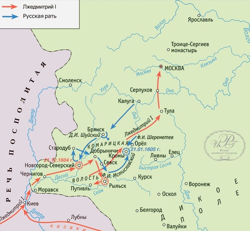 Карта походов лжедмитрия