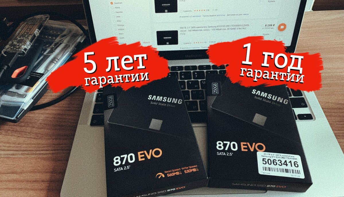 Два одинаковых Samsung 870 EVO с разной гарантией (действительно ли разной?)