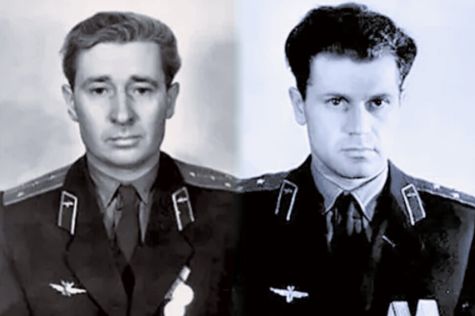 Капитан Б. В. Капустин (слева) и ст. лейтенант Ю. Н. Янов.