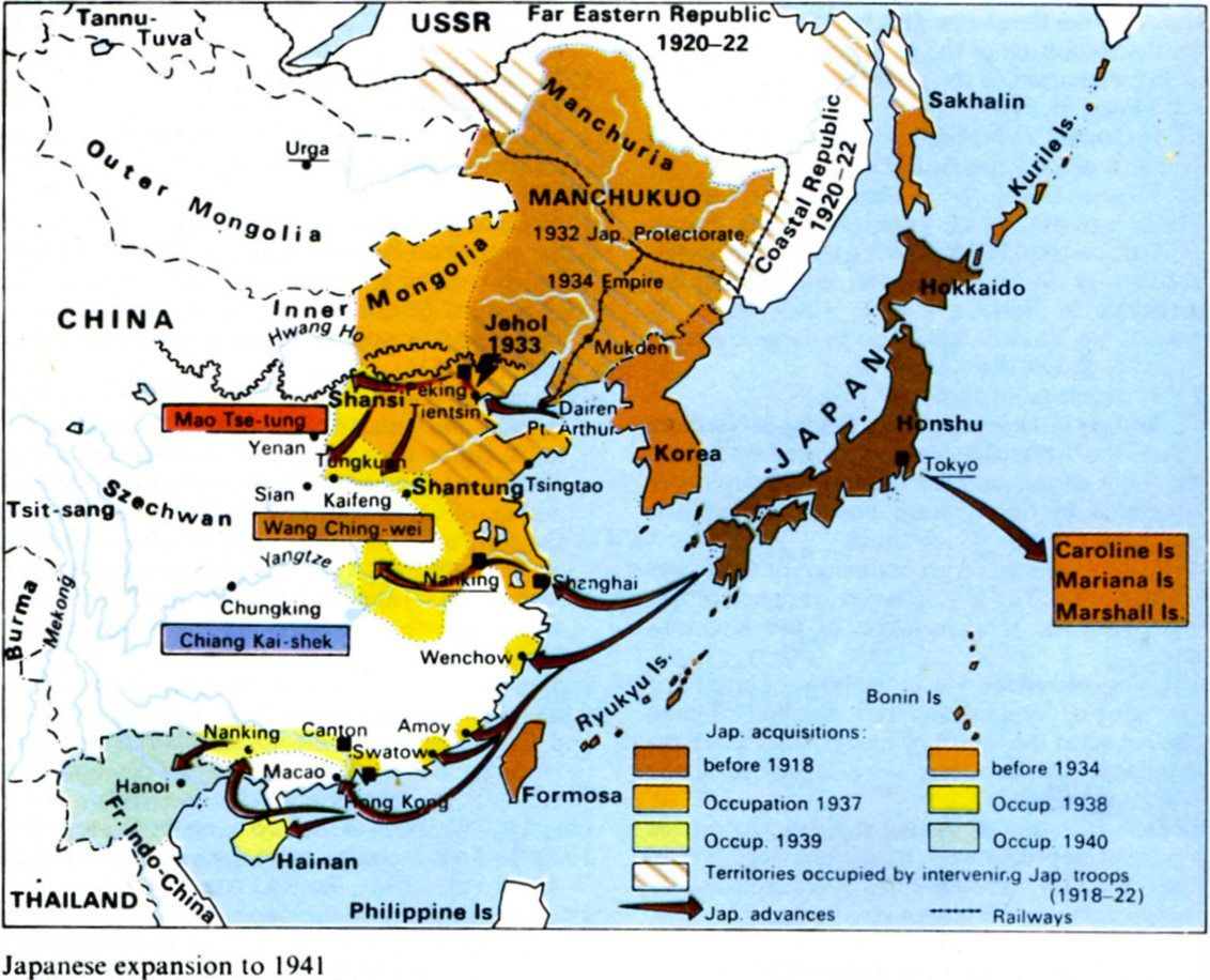 Оккупация китая японией 1937 карта