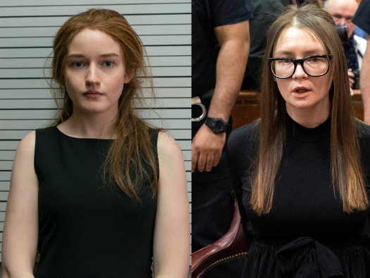 Слева: Джулия Гарнер, сыгравшая Анну Делви; Справа: Анна Делви (Сорокин)