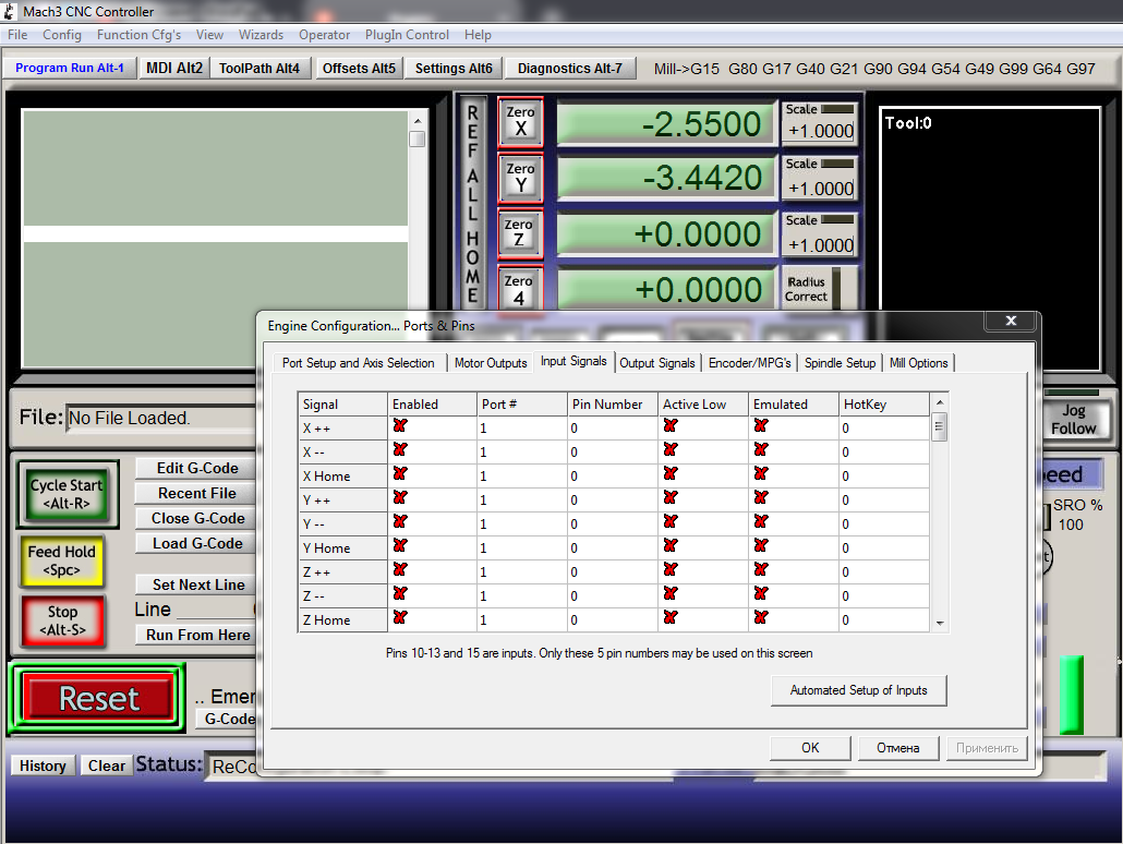 Mach3 Input Signals.