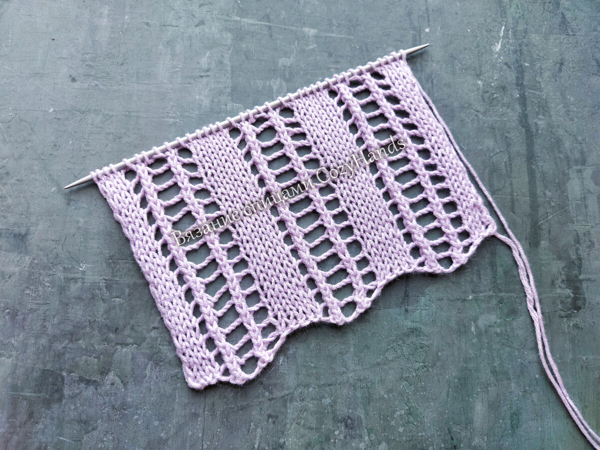 Простой легкий ажурный узор спицами