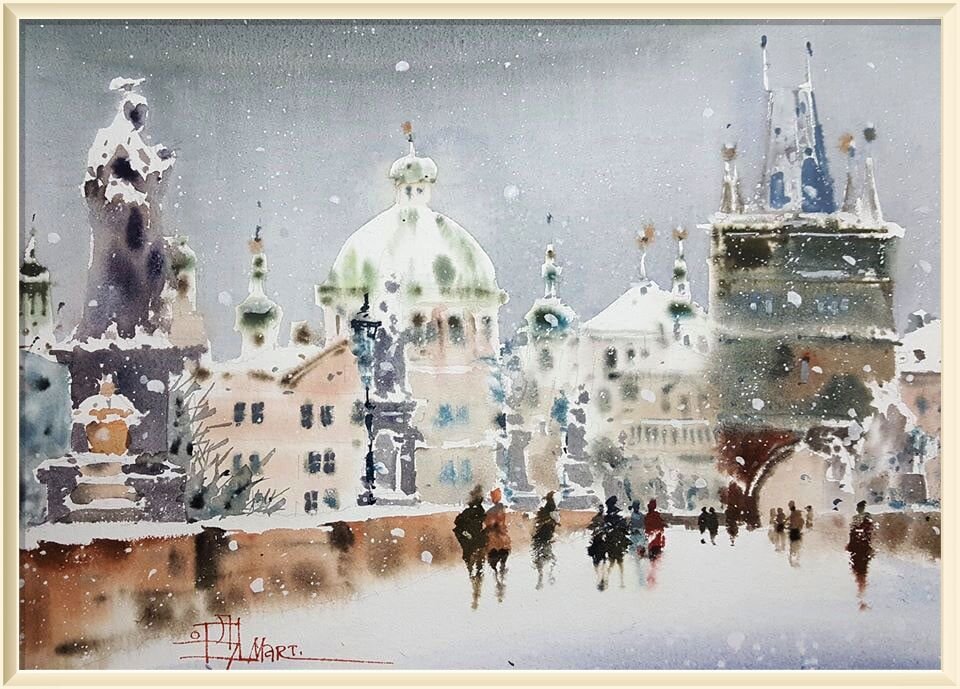© Марина Дайковская / Marina Daykovskaya  Прага/ Карлов мост под снегом