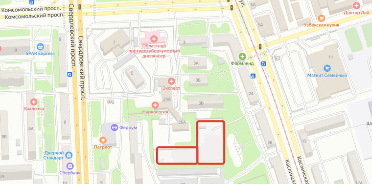    На земельном участке с недостроем, расположенным восточнее дома №7 по Свердловскому проспекту, можно возводить здания многофункционального назначения и гостиницы.