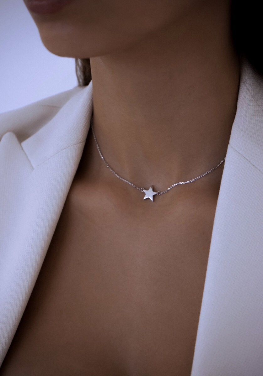 Серебряное колье звезда "Bubble"Украшение на сайте 