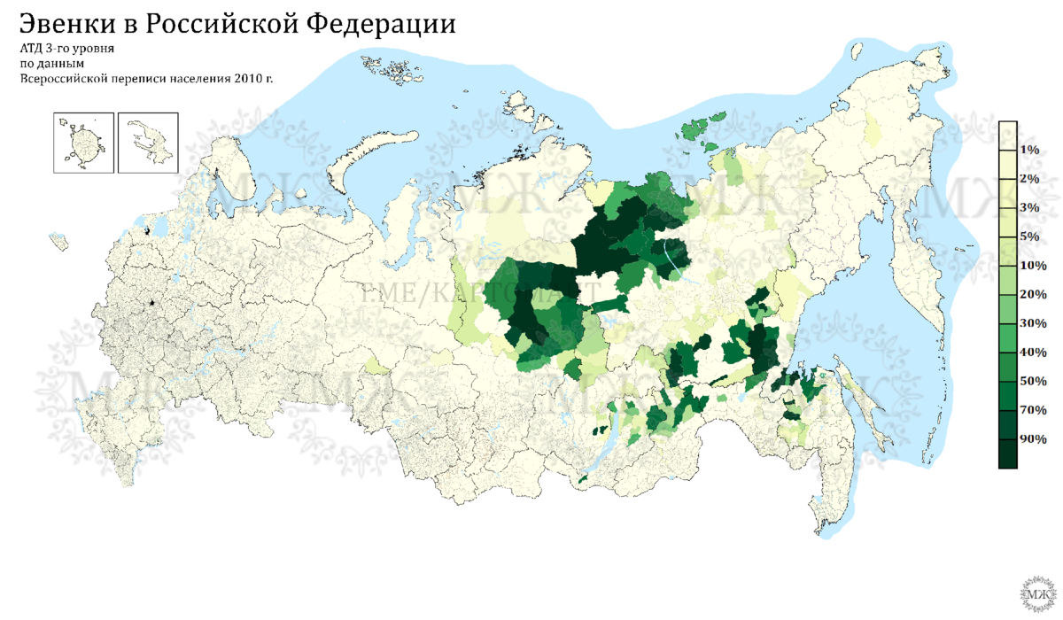 Где проживают эвенки карта