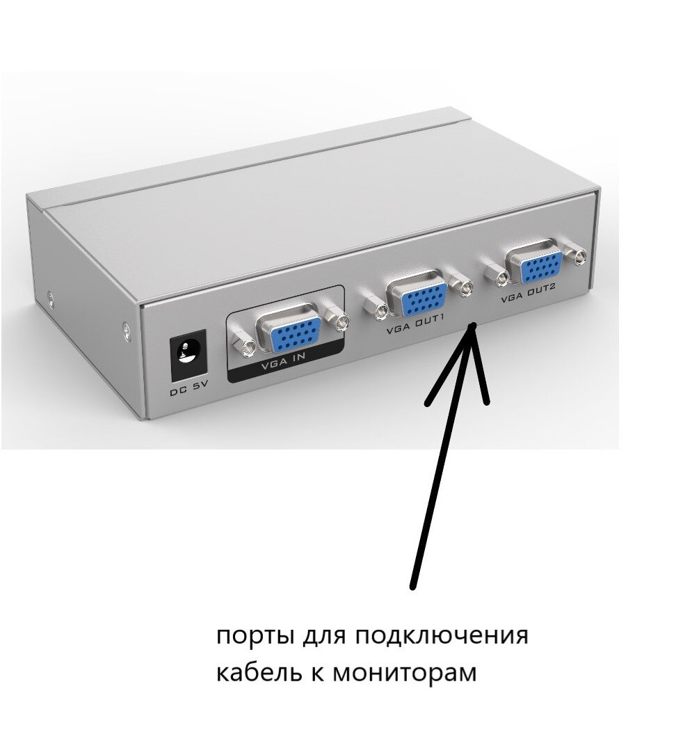 Переходник VGA сплиттер разветвитель на 2 монитора 2VGA