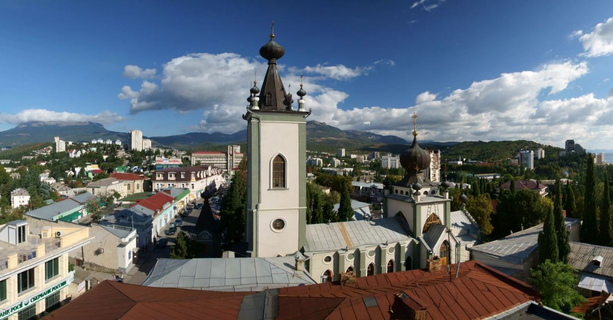 Алушта вчера. Храм Феодора Стратилата Алушта. Церковь в Алуште всех крымских святых.