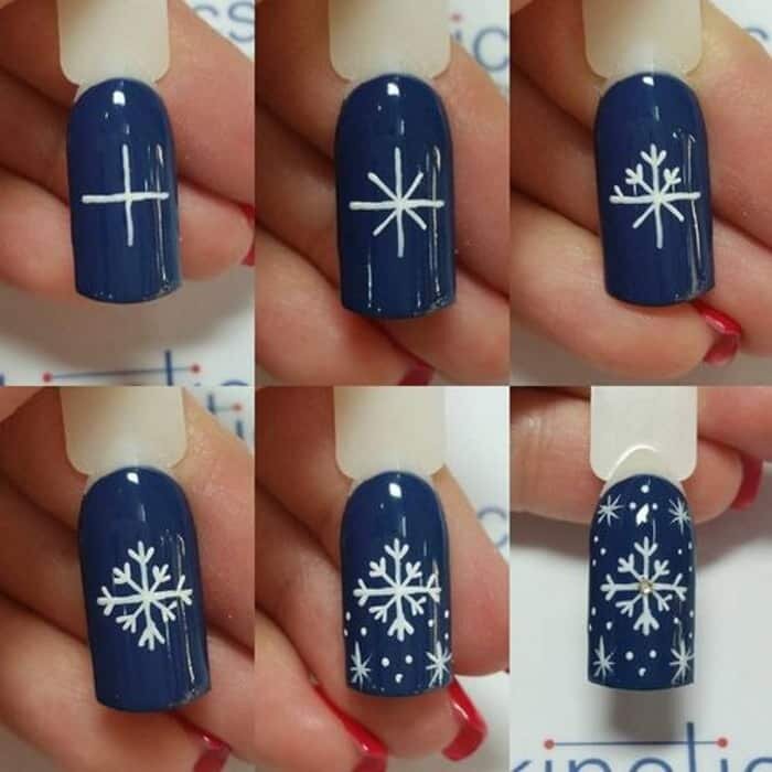 снежинка на ногтях пошаговое фото