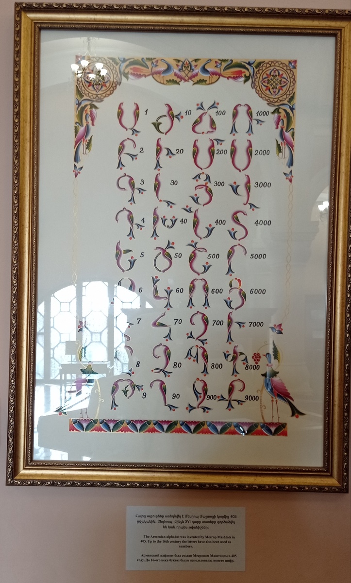 Азбука Месропа Маштоца. До XVI века буквы ещё обозначали и числа