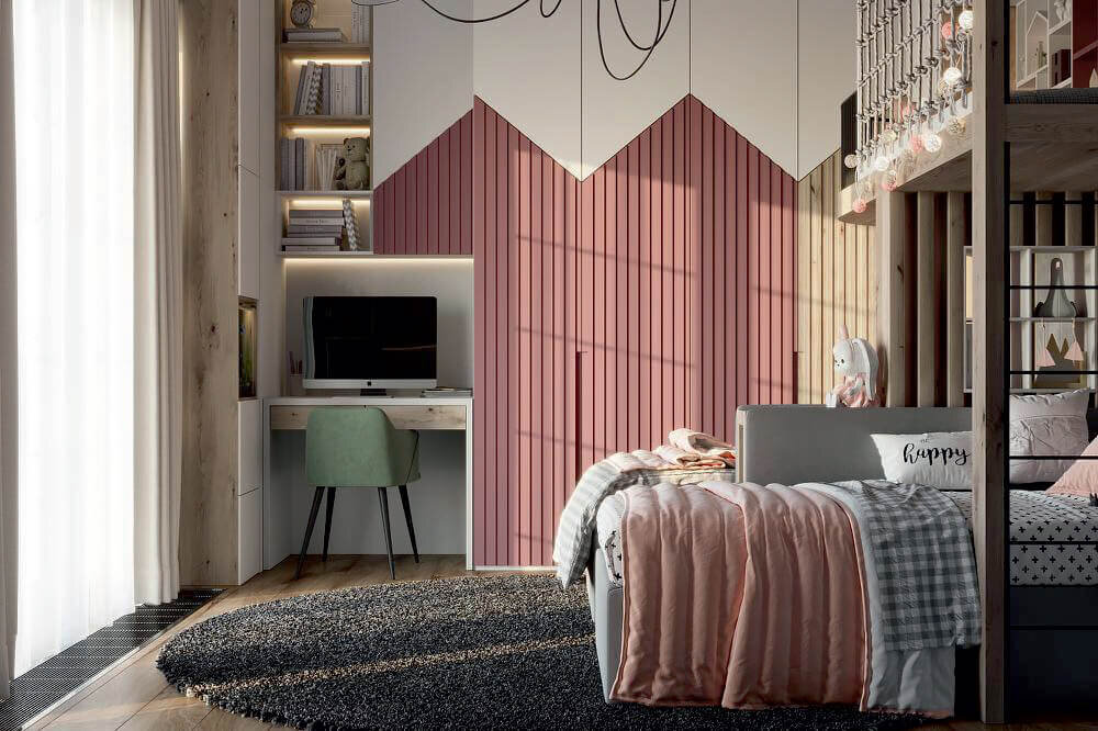 Шкаф со столом и стеллажом в детскую комнату