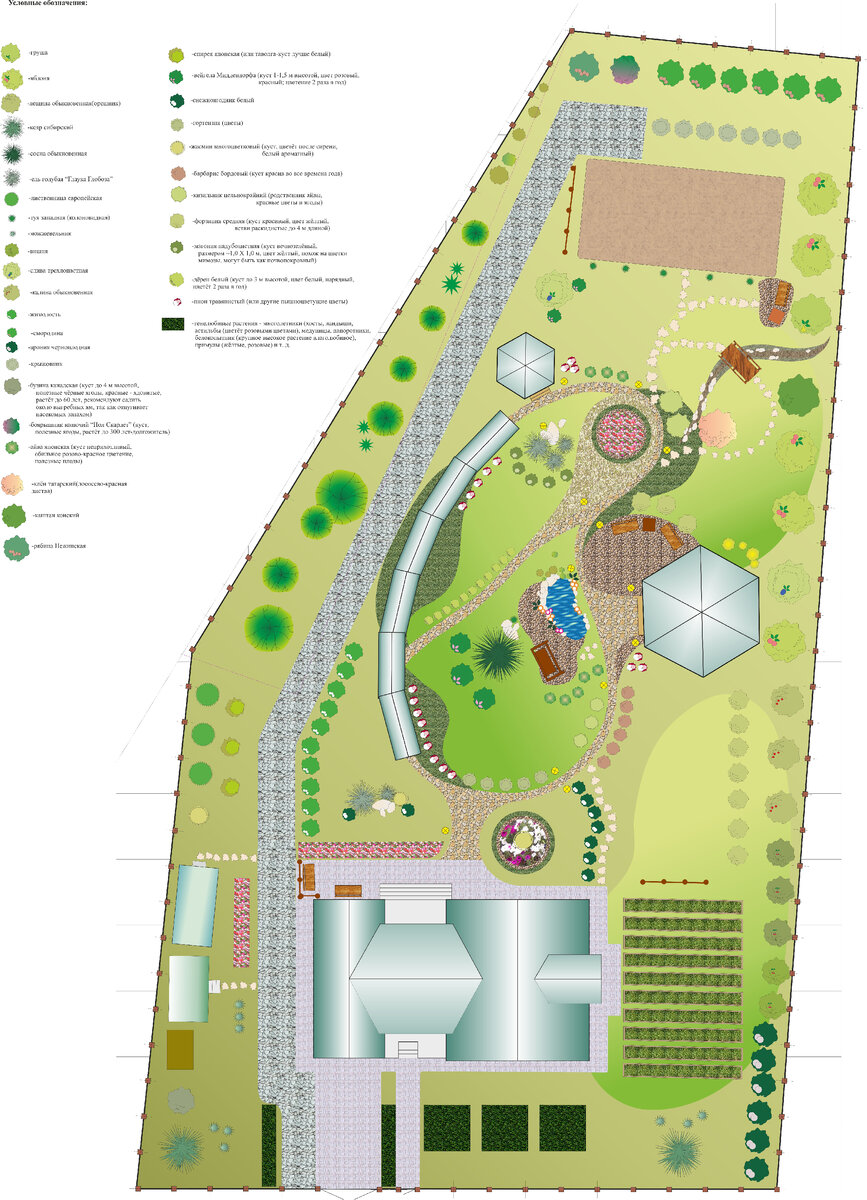 Дом с гаражом внизу чертежа. Вид на голубую крышу