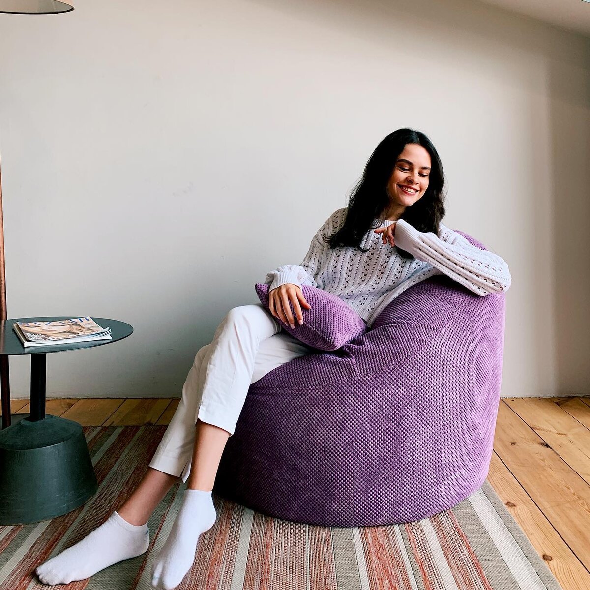 Кресло Лаунж MyPuff из объемного 3d велюра