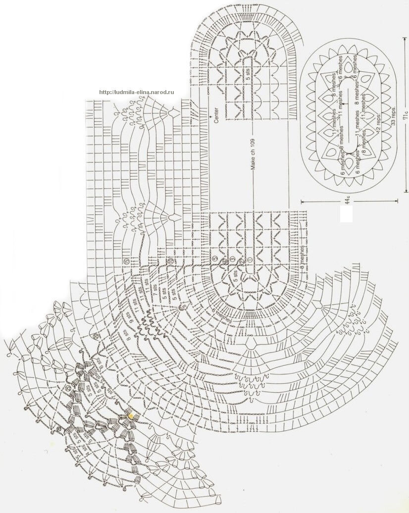 овальная скатерть крючком схемы и описание на большой стол