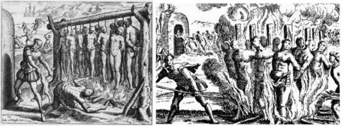 Рис. 2. Испанцы несут свет европейской цивилизации в Америке