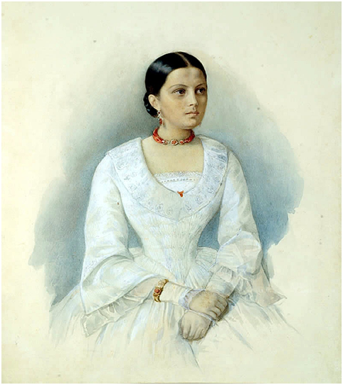 К.А. Горбунов. Портрет Авдотьи Яковлевны Паневой. 1841 г. Мемориальный музей-квартира Н.А. Некрасова, Санкт-Петербург.