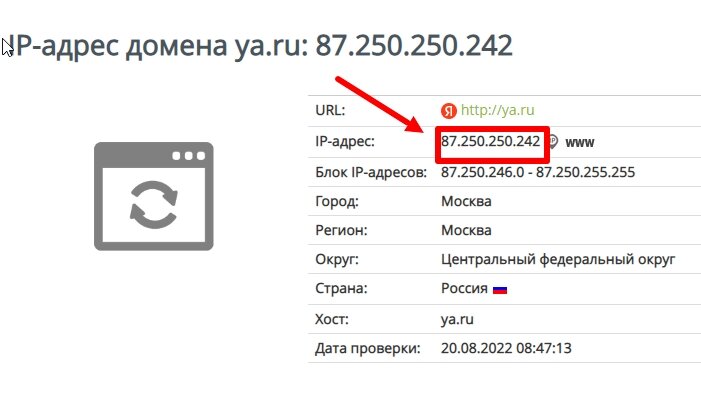 IP-адрес http://ya.ru