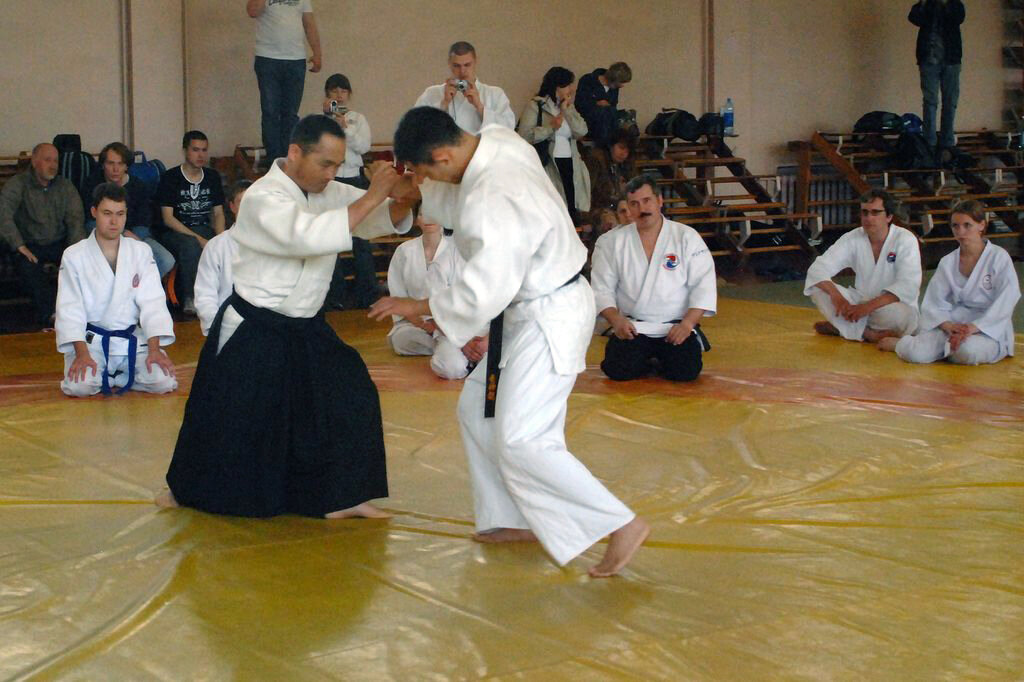 Техника Никадзё - второй контроль в исполнении сэнсэя Андо Тсунео (8-й дан Ёсинкан Айкидо).