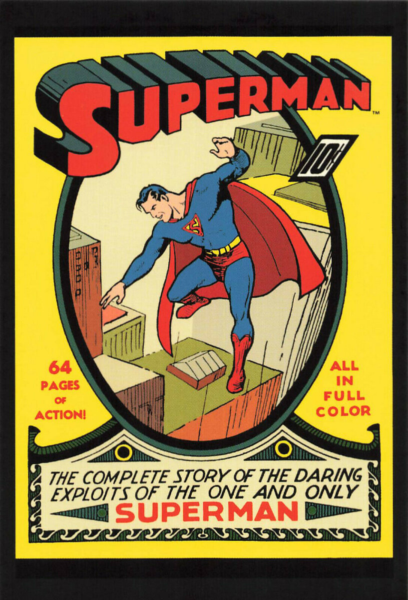 Обложка одного из первых комиксов о Супермене. источник: Cover of Superman #1 (Summer, 1939). 