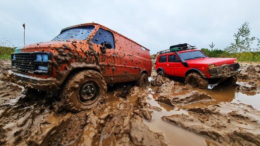 НЕ СПОРЬ С НИВОЙ 4х4! ... Такого Микроавтобус Chevy VAN G20 не ожидал на бездорожье ... RC OFFroad