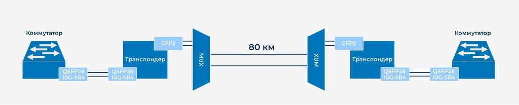 Рис 2. Схема когерентного решения DWDM 100G