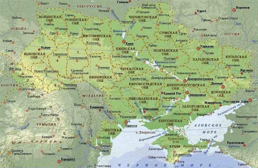Карта украины и соседних государств