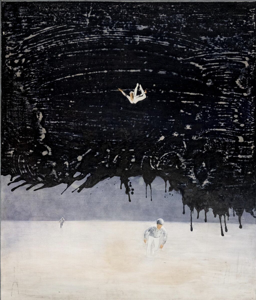 П. Беленок «Дитя пространства», 1989 г. (оргалит; масло, коллаж, смешанная техника; 117.5х100).