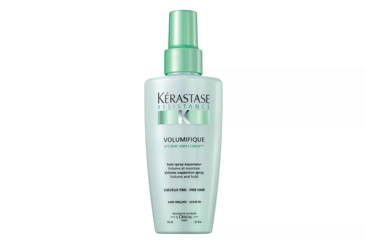 Лучшие средства для объема тонких волос. Kerastase Volumifique. Керастаз для уплотнения волос спрей. Kerastase уплотняющий бальзам для волос. Керастаз специфику зеленый спрей.