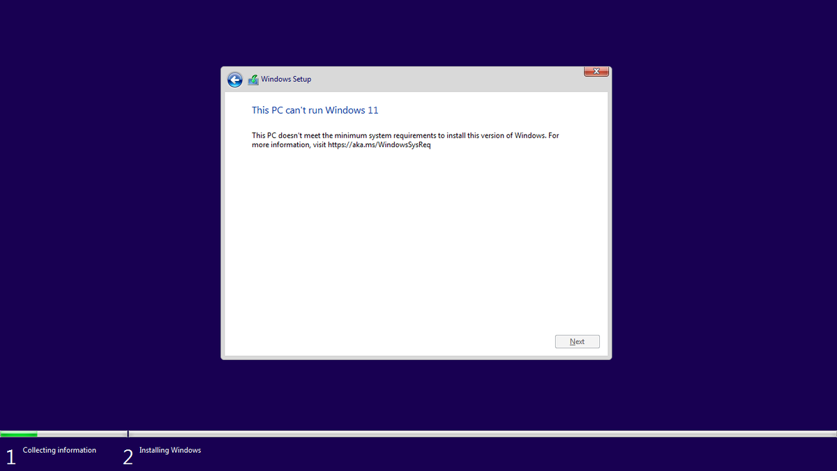 Ошибка, с которой столкнулись пользователи во время установки Windows 11.