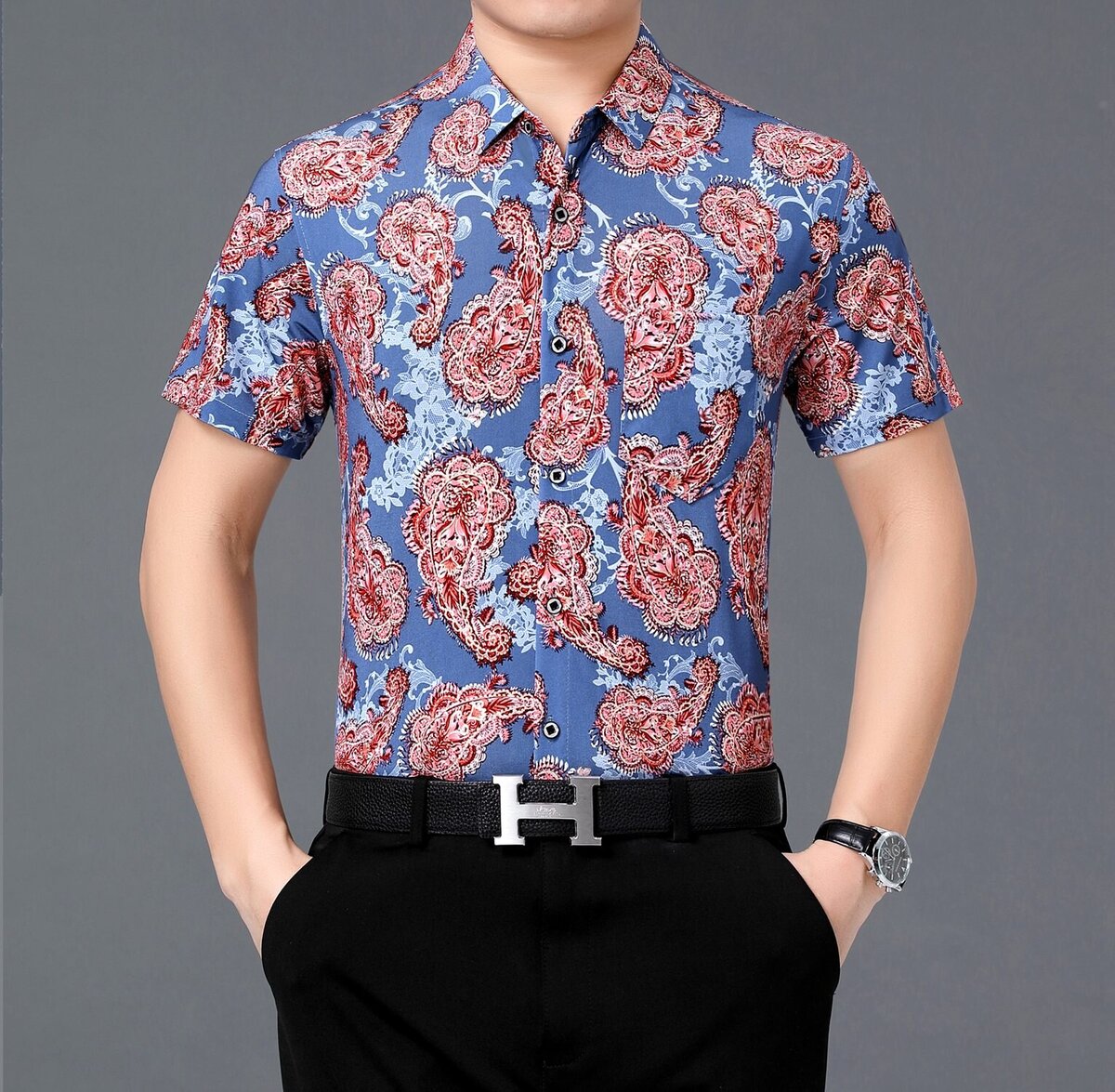 Рубашка с розами мужская