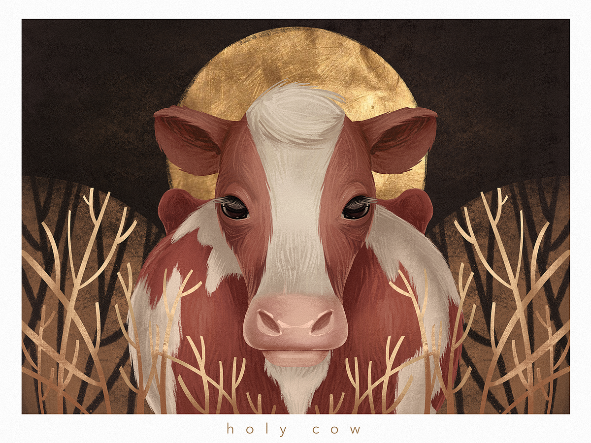 Holy Cow. Безумно красивая иллюстрация с сайта https://dribbble.com/shots/14445652-Holy-Cow-Illustration
