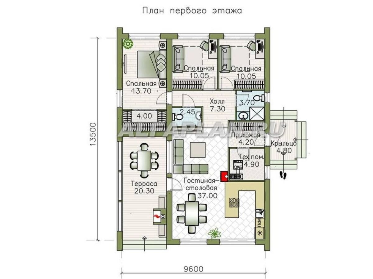 2. Планировка дома по проекту "Йота" 1021А, ©Владимир Тарасов
