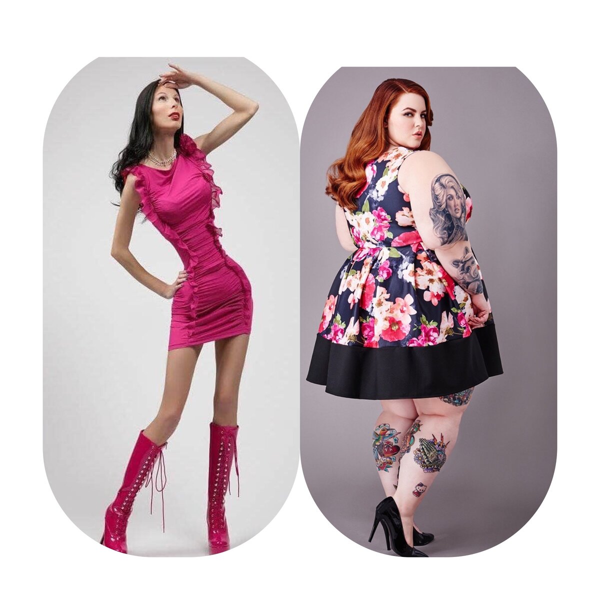 Коллаж. Самая полная и самая худая модели