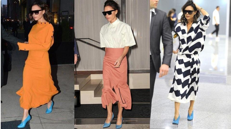 Виктория Бекхэм и ее голубые туфли