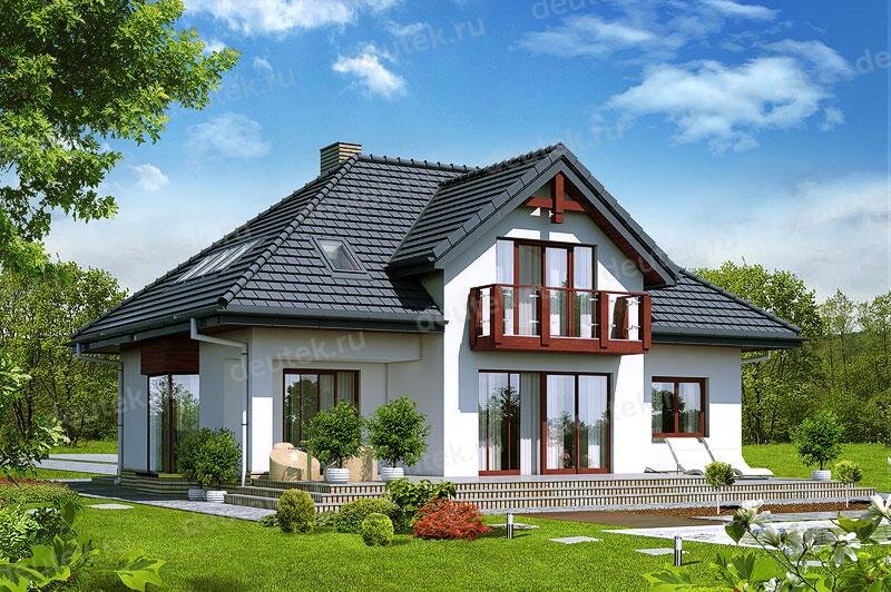 Проект квадратного дома 243 м2 из керамоблоков с двухместным гаражом и террасой- VR-3