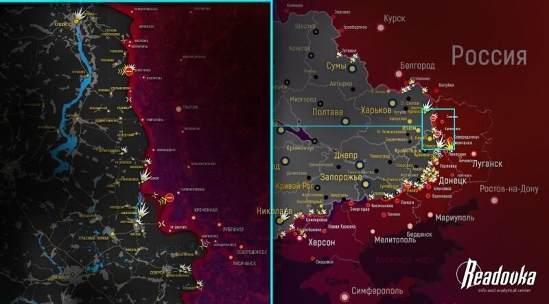 Карта боевых действий в зоне проведения на 29 октября СВО. Источник: t.me/rybar.