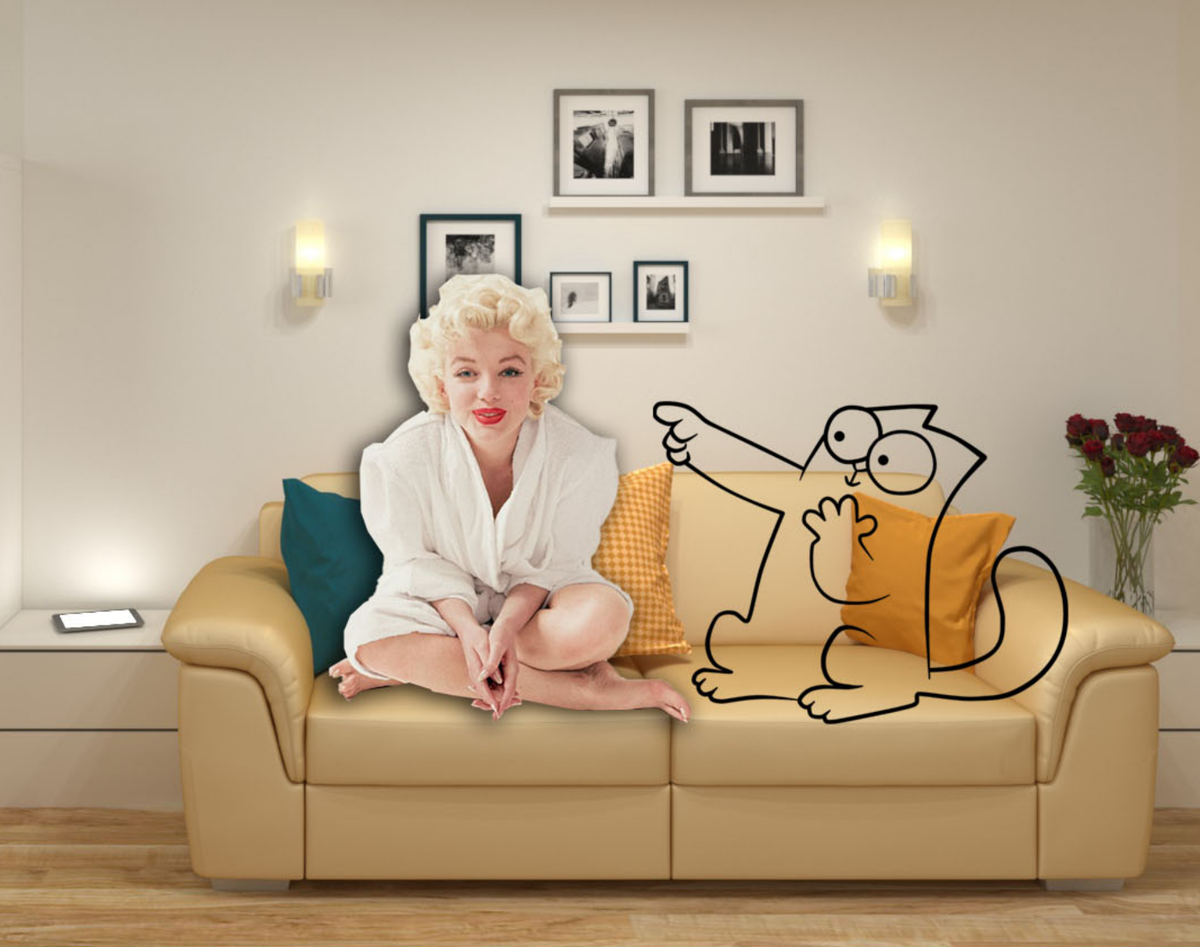 Девушку зовут Мэрилин 
Котика - Саймон