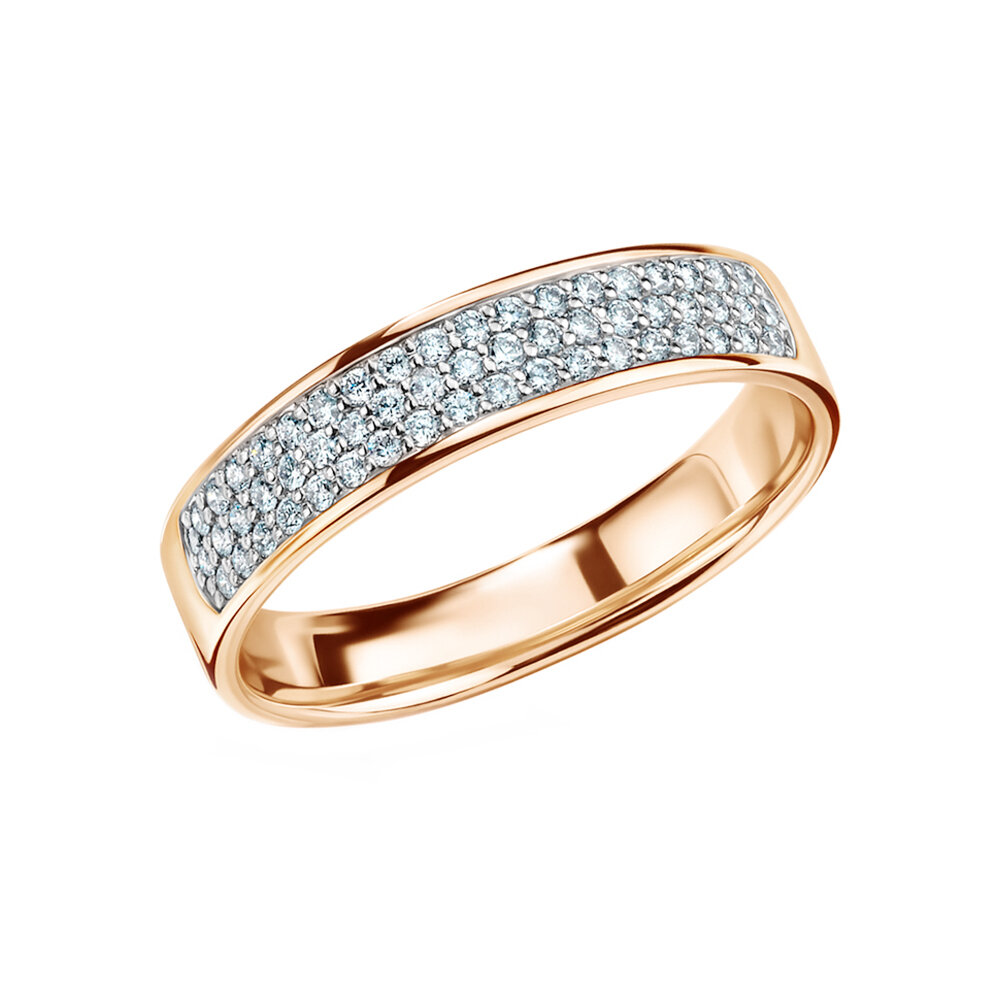Золотое кольцо с удобной закрепкой бриллиантов "Паве". Удобно для ношения в перчатках