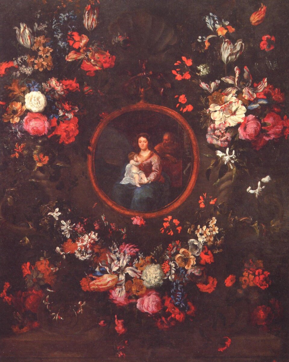 Святое семейство в гирлянде цветов Я.П. Брейгель. XVII в. Холст, масло
