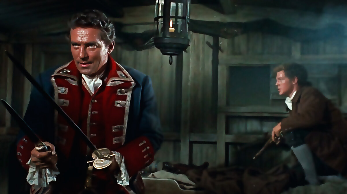 1959 г., Walt Disney Productions. Приключения.
Режиссер Роберт Стивенсон.
Сценарий Роберт Стивенсон, Роберт Льюис Стивенсон.
Продюсер Хью Аттол, Уолт Дисней.
Оператор Пол Бисон. Композитор Седрик Торпе Дави. 
В главных ролях:  Джеймс Макартур, Питер Финч, Джон Лори, Бернард Ли.
